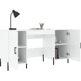 vidaXL Schreibtisch Hochglanz-Weiß 140x50x75 cm Holzwerkstoff - Weiß