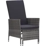 vidaXL Polyrattan Garten-Liegestuhl 63 x 131 x 106 cm grau inkl. Auflagen
