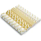 100 Stück Strohhalm Papier Strohhalme Gold Biologisch Abbaubare Umweltfreundlich Papierstrohhalme für Geburtstaochzeiten und Party Cocktail Feier Partyzubehör
