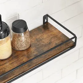 VASAGLE Wandboard 2 tlg. vintagebraun-schwarz 60 x 20 x 10 cm