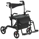 Vevor 2-in-1 Rollator und Transportstuhl Aluminium schwarz