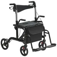 Vevor 2-in-1 Rollator und Transportstuhl Aluminium schwarz