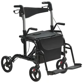 Vevor 2-in-1 Rollator und Transportstuhl Aluminium schwarz
