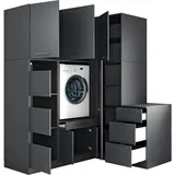 laundreezy Mehrzweckschrank-Set LAUNDREEZY "Laundreezy, 7-tlg. Mehrzweckschrank-Set B/H/T 186/238/68 cm", anthrazit matt, B:186cm H:238cm T:68cm, Holzwerkstoff, Kastenmöbel-Sets, Breite 186 cm, Soft-Close-Funktion, höhenverstellbare Füße