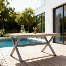 Idimex Gartentisch 150 x 90 x 75 cm champagner/natur