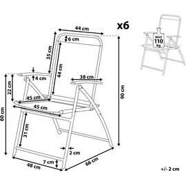 Beliani Livo Gartenstuhl 48 x 48 x 90 cm schwarz 6 St.