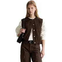 Marc O'Polo relaxed fit, Weste aus Baumwoll-Lyocell-Mix, Dunkelbraun, XL