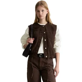 Marc O'Polo relaxed fit, Weste aus Baumwoll-Lyocell-Mix, Dunkelbraun, XL