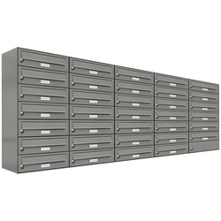 AL Briefkastensysteme Wandbriefkasten 34er Premium Briefkasten Aluminiumgrau RAL Farbe 9007 für Außen Wand grau
