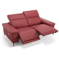 Sofanella 2-Sitzer Leder URBANA, Relaxsofa, Designsofa, Designer Couch, Italienisches Sofa, 2er Sofa rot