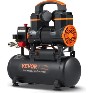 Vevor Silent Druckluftkompressor 2800U/min Flüsterkompressor 70dB Ölfreier Kompressor 8L Druckbehälter 6-8Bar 900W (1,2PS) 3,5 MPa Ideal zum Aufpumpen von Reifen Autoreparaturen Holzarbeiten