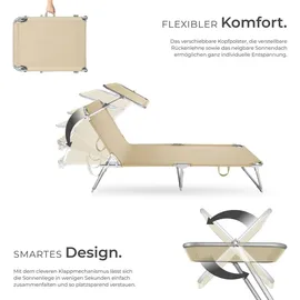 Tectake Chloé Sonnenliege 190 x 68 x 65 cm Beige