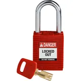 Brady SafeKey Nylon Lockout-Vorhängeschloss Mit Stahl Bügel 38.00 mm Rot KD - Verschiedenschließende Schlösser 1 Stück