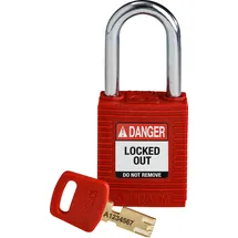 Brady SafeKey Nylon Lockout-Vorhängeschloss Mit Stahl Bügel 38.00 mm Rot KD - Verschiedenschließende Schlösser 1 Stück