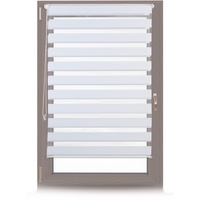 Relaxdays Doppelrollo Klemmfix ohne bohren, Seitenzugrollo mit Streifen, Duo-Rollo für Fenster, Stoff 86x156 cm, weiß
