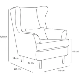 Konsimo Ohrensessel Stralis Textil 82 x 108 x 80 cm Creme mit Kissen