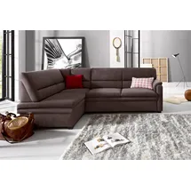 sit&more Ecksofa »Pisa L-Form«, mit Federkern, wahlweise mit Bettfunktion braun
