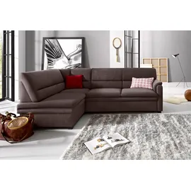 sit&more Ecksofa »Pisa L-Form«, mit Federkern, wahlweise mit Bettfunktion braun
