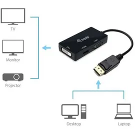 Equip DisplayPort-zu-VGA-/HDMI-/DVI-Adapter 0,24 m Schwarz