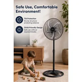 Opviq KTF-340 50 cm Standventilator Schwarz