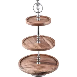 Marrakesch Orient & Mediterran Interior 3 Etagen Etagere Servierständer Akazienholz Amalie 50cm