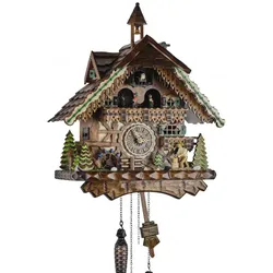 Engstler -Kuckucksuhr Holzhacker Quarzwerk mit Musik 43cm- 3801 QMT