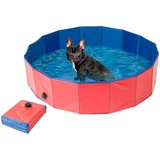 Sweetypet Faltbarer XL-Hundepool mit rutschfestem Boden, 120x30 cm, rot