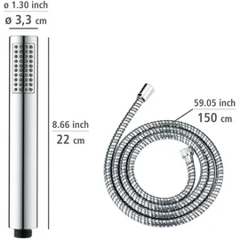 Wenko Basic Line Duschkopf Set Wanne, 3-teilig, klassische Stab-Handbrause