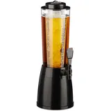 Relaxdays Biersäule mit Zapfhahn, 2,5 l, Getränkespender Schwarz