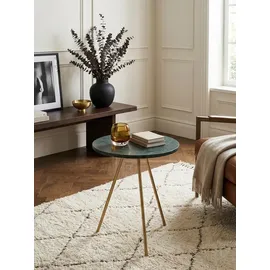 KADIMA DESIGN Beistelltisch aus echtem Marmor, Green & Gold Metallbeine, 38x38x44 cm