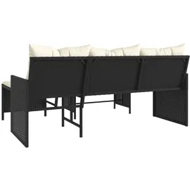 vidaXL Gartensofa in L-Form mit Tisch und Kissen Schwarz Poly Rattan
