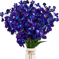 Waydress 68 cm künstliche lila blaue Orchidee künstliche Blumen lila Orchideen Seide Blumen für Hochzeit Essen Zuhause Restaurant Dekoration Brautstrauß Ansteckblume Boutonniere Kranz Dekor (8)