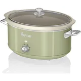 Swan SF17031GNEU Slow Cooker 6,5L, Antihaft-Keramisches PFOA- und PTFE-freies, Vintage, Grün, 320W