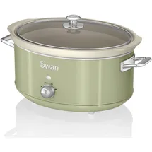 Swan SF17031GNEU Slow Cooker 6,5L, Antihaft-Keramisches PFOA- und PTFE-freies, Vintage, Grün, 320W