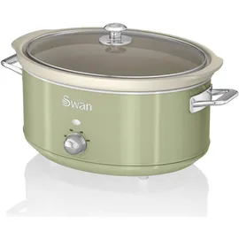 Swan SF17031GNEU Slow Cooker 6,5L, Antihaft-Keramisches PFOA- und PTFE-freies, Vintage, Grün, 320W