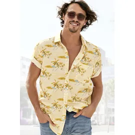 Beachtime Hawaiihemd »Regular fit«, Kurzarm, Freizeithemd mit Palmenprint, reine Baumwolle, Gr. S (37/38) N-Gr, gelb-bedruckt, , 67866348-S N-Gr