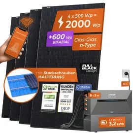 solarway All In One Balkonkraftwerk 2000 W / 800 W inkl. 3,2 kWh Anker Solix 2 Pro Speicher