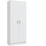 Habitdesign Mehrzweck-Kleiderschrank mit zwei Flügeltüren und zwei höhenverstellbaren Einlegeböden, Farbe Weiß, Maße 73 x 37 x 180 cm