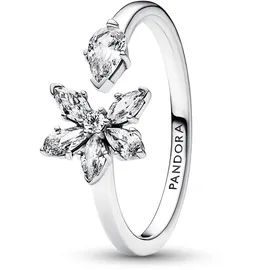 Pandora Timeless Funkelndes Herbarium Cluster Offener Ring aus Sterling Silber mit Cubic Zirkonia Timeless Collection, Größe 56,