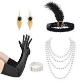 MIVAIUN 1920s accessories 1920s Kostüm Damen Flapper Accessoires Set, Gatsby Accessoires Damen, 20er Jahre Kostüm Damen, 1920 Zubehör Set, Great Gatsby Dress, 20er Jahre Accessoires (5 Pieces)