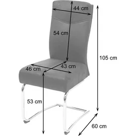 Mendler 6er-Set Esszimmerstuhl HWC-G56, Küchenstuhl Freischwinger Stuhl, Textil Wildleder-Optik ~ braun