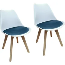 Hti-Living HTI-Living, Stühle, Esszimmerstuhl Samt 2er Set Atlanta Weiss/Blau