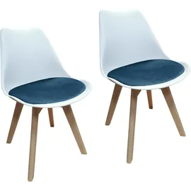 Hti-Living HTI-Living, Stühle, Esszimmerstuhl Samt 2er Set Atlanta Weiss/Blau