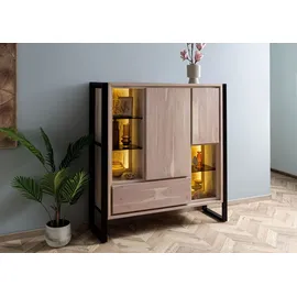 MASSIVMOEBEL24.DE Highboard 130 x 140 x 40 cm Beige
