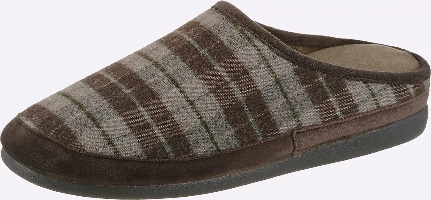 Pantoffel CLASSIC, Herren, Gr. 42, braun (khaki, gemustert), Basic, Schuhe