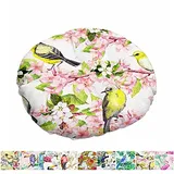 Morbuy Stuhlkissen Runde Sitzkissen Blumen Vogelserie Atmungsaktiv Baumwolle Leinen Tatami Komfortable Stühle Bodenkissen Sitzauflagen für Outdoor Garten Office Sessel (40x40cm,Gelbe Drossel)