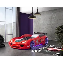 JVmoebel Spielbett Rotes Rennwagenbett 90 x 200 cm Kunststoff rot