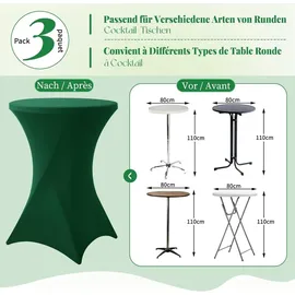 luxuskollektion 3er-Set Stretch Stehtischhussen Ø80-85 cm - Hochzeit