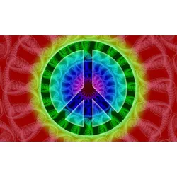 Fototapete PAPERMOON "Psychedelisches Friedenszeichen", bunt, B:3,5m L:2,6m, Vlies, Tapeten