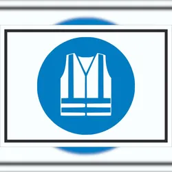 HB-Druck Warnweste benutzen Symbol Schild A5 Rückseite selbstklebend